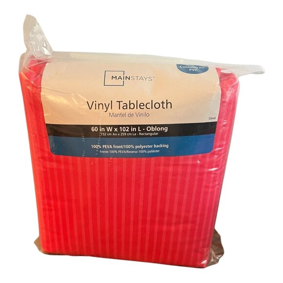 Mainstays Vinyl Tablecloth Coral 60 W X 102 In 100% PEVA Front Polyester Backing - Picture 4 of 4